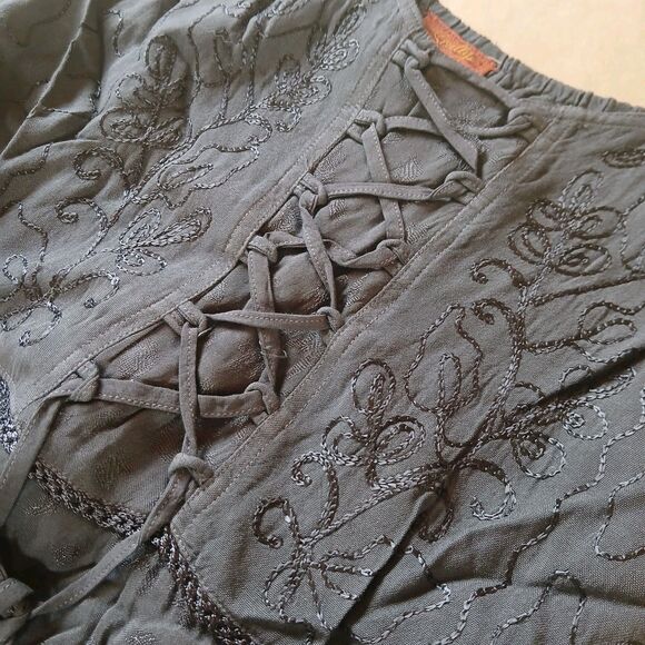 Scully Ladies Lace-Up Front Gunmetal Gray Large Sleeveless Midi Dress HC118-GUN - Picture 6 of 12